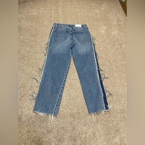 Anthropologie Pistola side fray straight jeans sz 27 button fly blue jeans